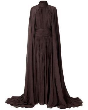 Oscar de la Renta Decorative Shawl-Effect Dress - Brown