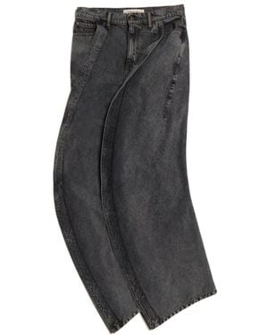 Y. Project Draped Low-Rise Wide-Leg Jeans - Gray
