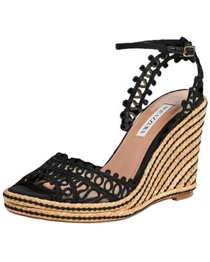 Aquazzura Round-Toe Wedge Heels - Black