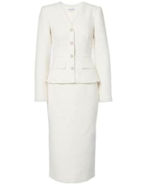 Self-Portrait Bridal Bouclé Midi Dress - White