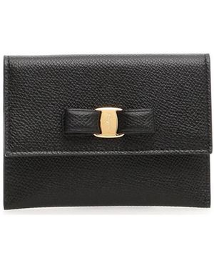 Ferragamo Ferragamo Vara Bow Detailed Foldover Card Case - Black