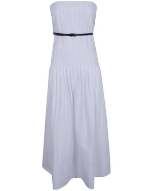 Semicouture Belted Pleated Dress - Purple