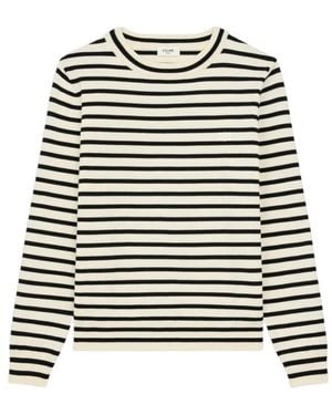Celine Triomphe Crew Neck Marinère Jumper - Black