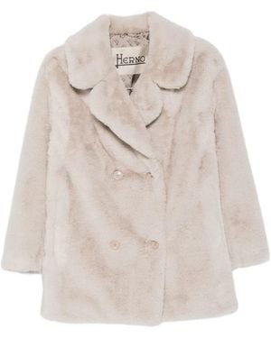 Herno Double-Breasted Coat With Straight Hem - White