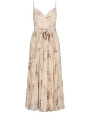 Zimmermann Sunray Pleated Floral Midi Dress - Natural