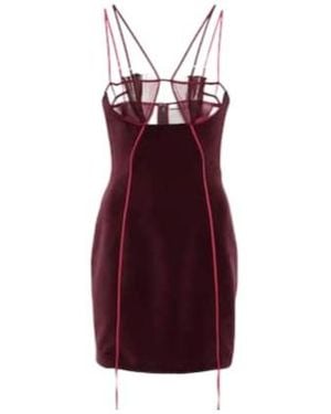 Nensi Dojaka Cutout Velvet And Mesh Minidress - Red