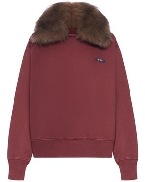 Prada Sweatshirt With Removable Fur Collar - Red