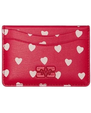 Ganni Bou Card Holder With Dots - Red