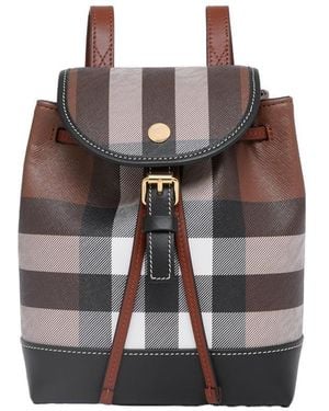 Burberry Checked Foldover Backpack - Brown
