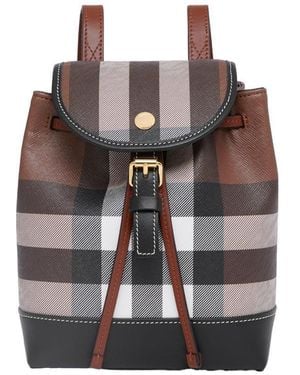 Burberry Checked Foldover Backpack - Brown