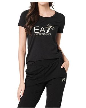 EA7 Round Collar Logo T-Shirt - Black