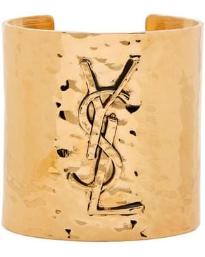 Saint Laurent Metal Cuff Logo Plaque - Metallic
