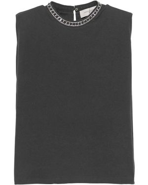 Golden Goose Embellished Neck Sleeveless Top - Black
