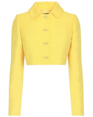 Dolce & Gabbana Dg Logo Quilted Jacquard Jacket - Yellow