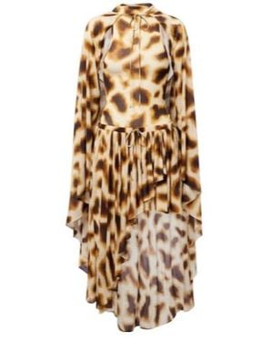 Christopher Esber Gyre Printed Asymmetric Caped Minidress - Metallic