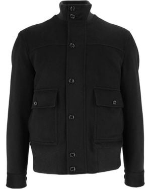 Lardini Button-Up Bomber Coat - Black