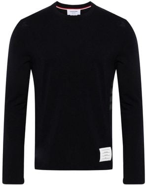 Thom Browne Logo Patch Crewneck Jumper - Black