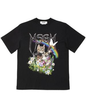 MSGM Printed Short-Sleeved T-Shirt - Black