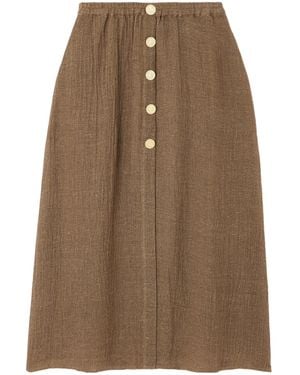 LeKasha Hays Organic Linen-Gauze Maxi Skirt - Brown