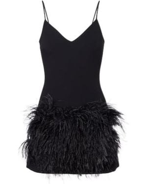 David Koma Feather-Trimmed Minidress - Black