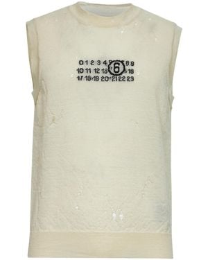 MM6 by Maison Margiela Distressed Knitted Vest - Grey