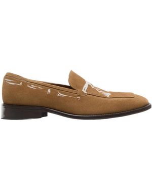Acne Studios Printed Suede Loafers - Brown