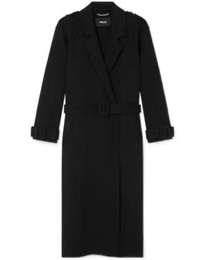 Versace Double Breasted Belted Coat - Black