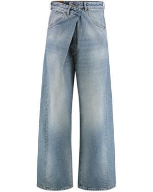 DARKPARK Ined Asymmetric Wide-Leg Jeans - Blue