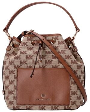 Michael Kors Maeve Monogram-Print Bucket Bag - Brown