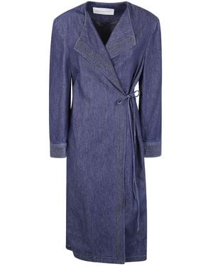 Dries Van Noten Wrap-Tie Denim Coat - Blue
