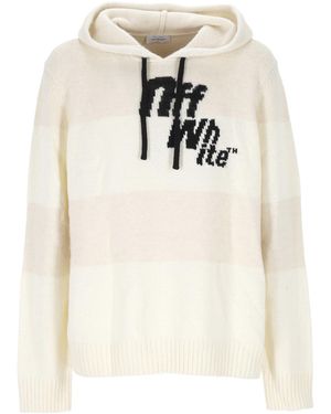 Off-White c/o Virgil Abloh Striped Drawstring Hoodie - White