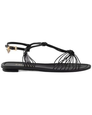 Prada Triangle-Logo Sandals - Brown