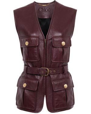Chloé Chloé Pocket Detailed Buckled Vest - Purple