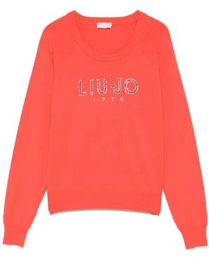 Liu Jo Logo-Rhinestone Top - Red
