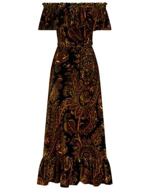 Etro Paisley Evening Dress With Dropped Shoulders - Brown