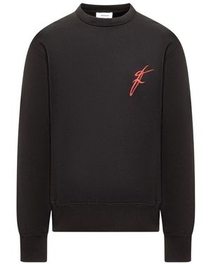 Ferragamo Logo Embroidered Crewneck Sweatshirt - Black