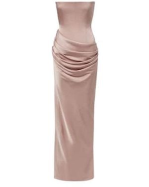 Alex Perry Draped Satin Corset Gown - Pink