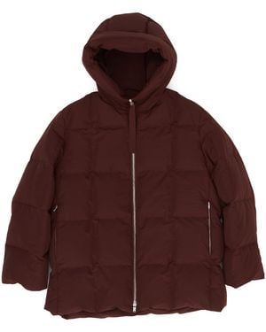 Jil Sander Zip-Up Hooded Down Coat - Brown