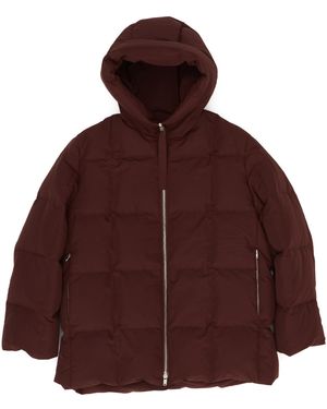 Jil Sander Zip-Up Hooded Down Coat - Brown