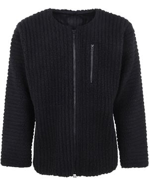Issey Miyake Pleated Fleece-Texture Jacket - Black