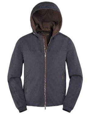 Moorer Albori Hooded Zipped Jacket - Blue