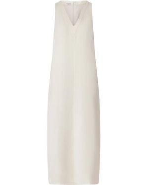 Brunello Cucinelli V-Neck Side-Slit Dress - White