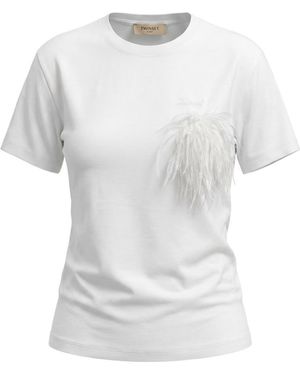 Twinset Feather-Embellished T-Shirt - White