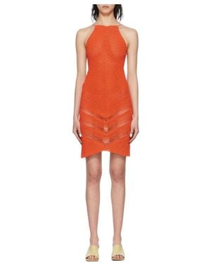 Bottega Veneta Logo Crocheted Neck Mini Dress - Red