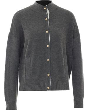 Liu Jo Logo Button High Neck Cardigan - Gray