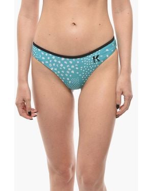 KARL LAGERFELD Polka-Dot Bikini Briefs With Contrast Trim - Blue