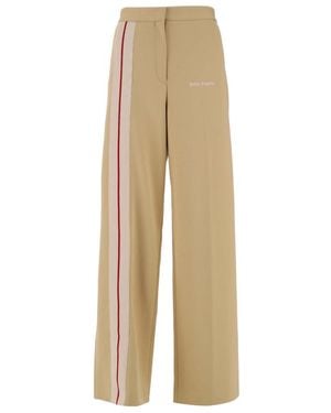 Palm Angels Logo-Print Leg Pants - Natural