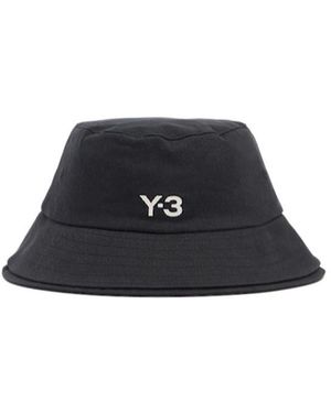 Y-3 3 Stripes Cotton Bucket Hat - Blue
