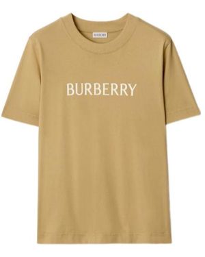 Burberry Logo Printed Crewneck T-Shirt - Natural