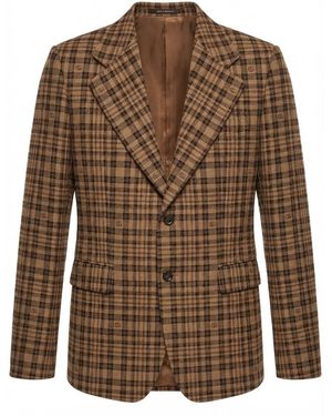 Gucci Chequered Button-Up Jacket - Brown